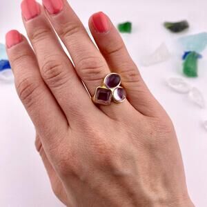 Amethyst Three Stones Ring Size 5.5